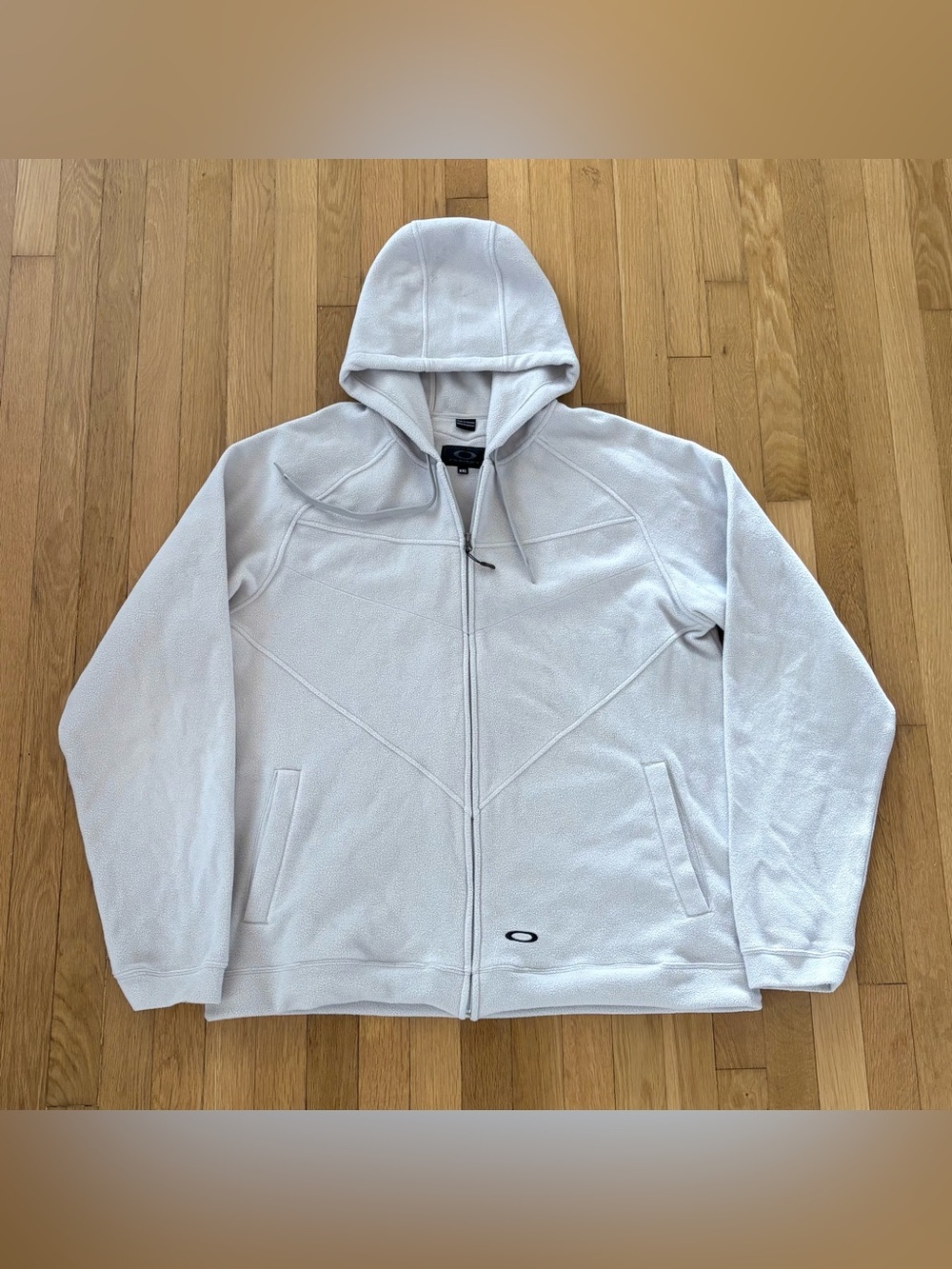 VTG Oakley Technical Fleece Hoodie Mens XXL Cream Zip Up Jacket Gorpcore 2009